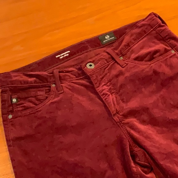 AG Adriano Goldschmied 28 Red The Legging Super Skinny Velvet Pant - Picture 4 of 6